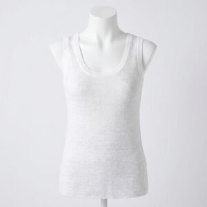 NEW KINROSS rib linen tank in white